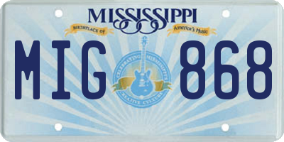 MS license plate MIG868