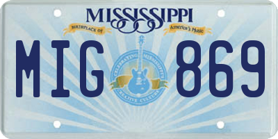 MS license plate MIG869