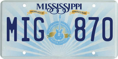 MS license plate MIG870
