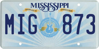 MS license plate MIG873