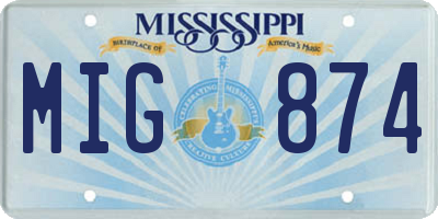 MS license plate MIG874