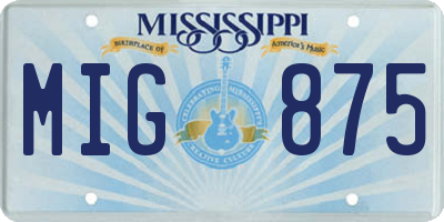 MS license plate MIG875