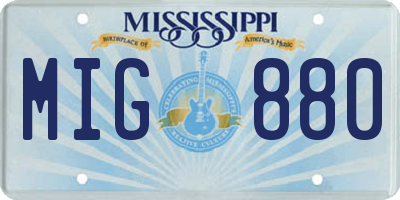 MS license plate MIG880