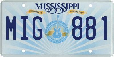 MS license plate MIG881
