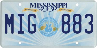 MS license plate MIG883