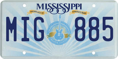 MS license plate MIG885