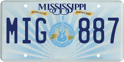 MS license plate MIG887