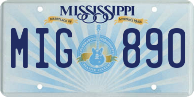MS license plate MIG890