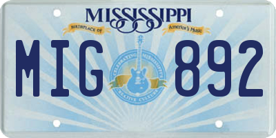 MS license plate MIG892