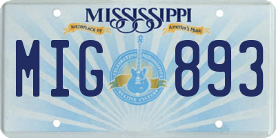 MS license plate MIG893