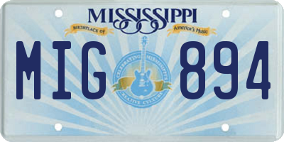 MS license plate MIG894