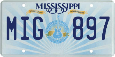 MS license plate MIG897