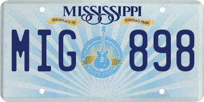 MS license plate MIG898