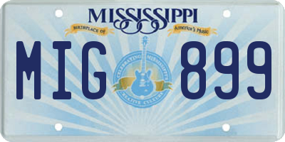 MS license plate MIG899