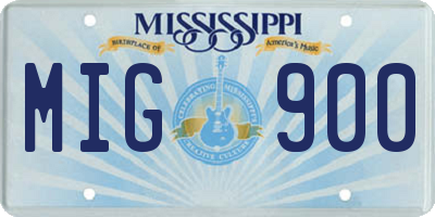 MS license plate MIG900
