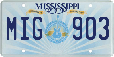 MS license plate MIG903
