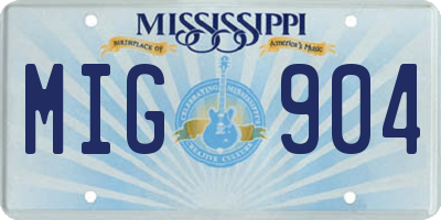 MS license plate MIG904