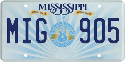 MS license plate MIG905
