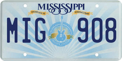 MS license plate MIG908
