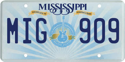 MS license plate MIG909