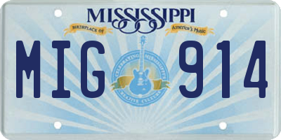 MS license plate MIG914