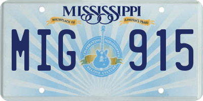 MS license plate MIG915