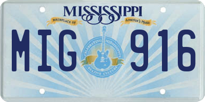 MS license plate MIG916