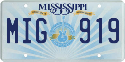MS license plate MIG919