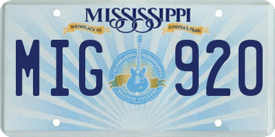 MS license plate MIG920