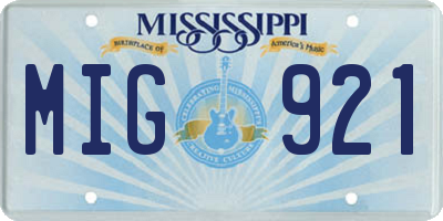 MS license plate MIG921