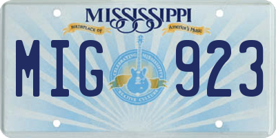 MS license plate MIG923
