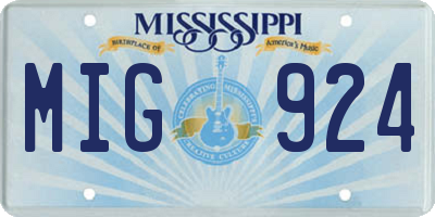 MS license plate MIG924