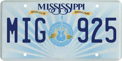 MS license plate MIG925