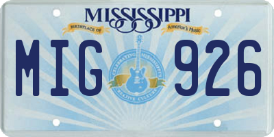 MS license plate MIG926