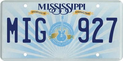 MS license plate MIG927