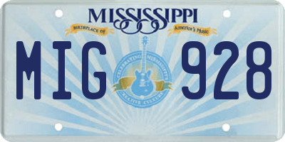MS license plate MIG928