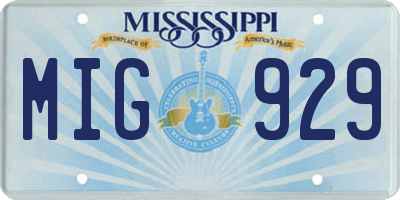 MS license plate MIG929