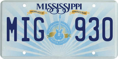 MS license plate MIG930