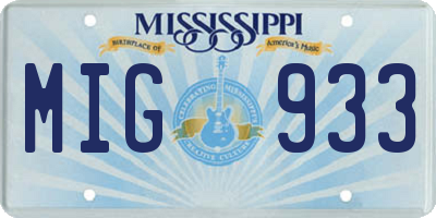 MS license plate MIG933