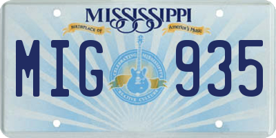 MS license plate MIG935