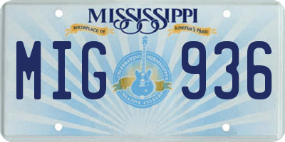 MS license plate MIG936