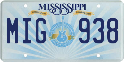 MS license plate MIG938