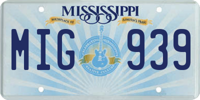 MS license plate MIG939