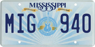 MS license plate MIG940