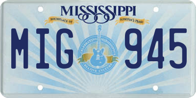 MS license plate MIG945