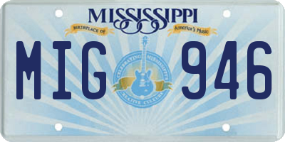 MS license plate MIG946