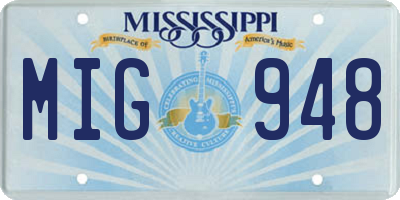 MS license plate MIG948