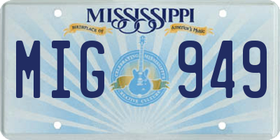 MS license plate MIG949