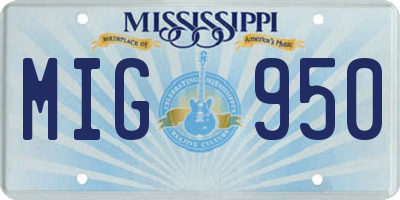 MS license plate MIG950