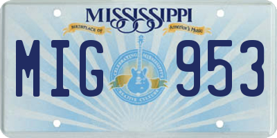 MS license plate MIG953